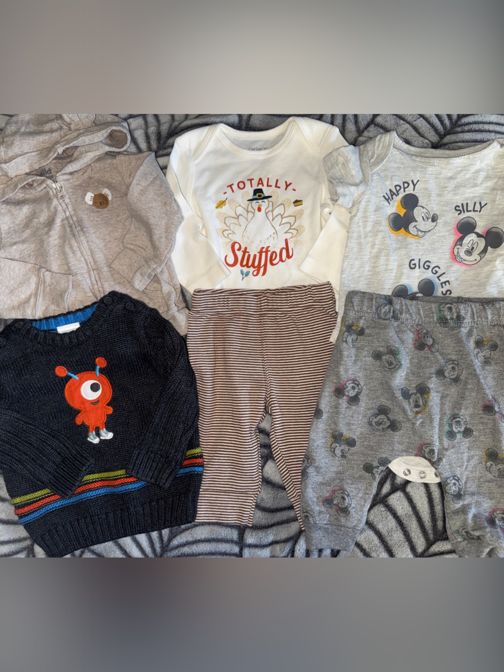 Fall Baby Bundle 3-6 Months - Mickey + Monster Sweater + Turkey Day Outfit, EUC